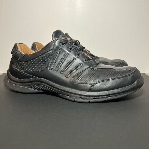 Mens CLARKS Unstructured UN. DONE Black Leather Casual Sneakers / Size 12 Medium - Picture 1 of 9